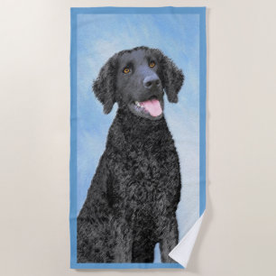 Curly-Coated Retriever Painting - Original Dog Art Beach Towel