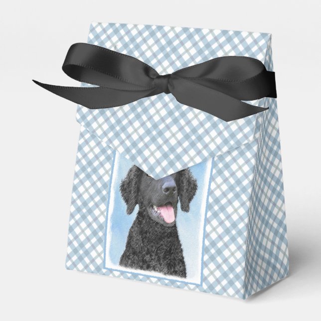 Curly-Coated Retriever Painting - Original Dog Art Favor Box (Front Side)