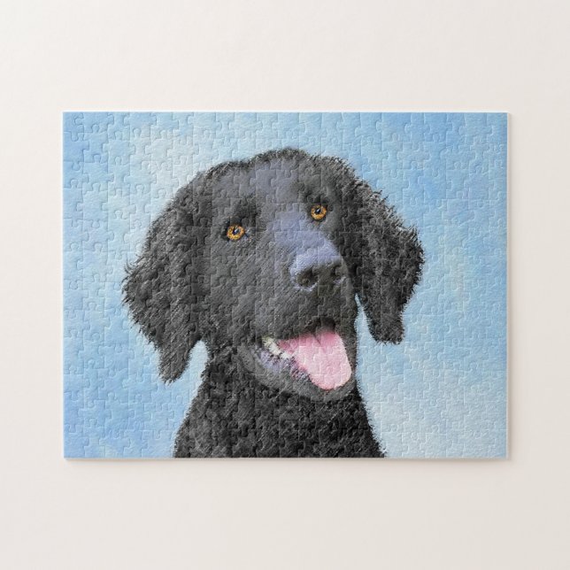 Curly-Coated Retriever Painting - Original Dog Art Jigsaw Puzzle (Horizontal)