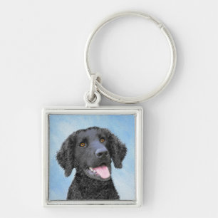 Curly-Coated Retriever Painting - Original Dog Art Keychain