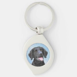 Curly-Coated Retriever Painting - Original Dog Art Keychain