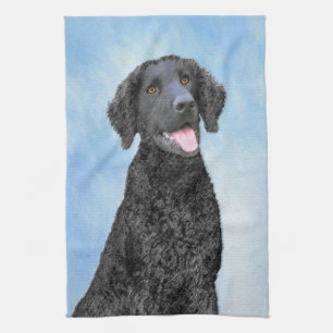 Curly-Coated Retriever Painting - Original Dog Art Kitchen Towel
