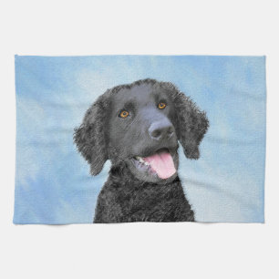 Curly-Coated Retriever Painting - Original Dog Art Kitchen Towel