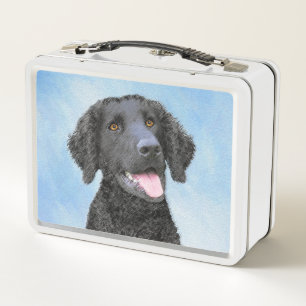 Curly-Coated Retriever Painting - Original Dog Art Metal Lunch Box