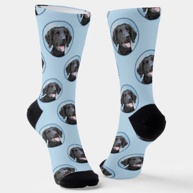Curly-Coated Retriever Painting Original Dog Art Socks (Angled)