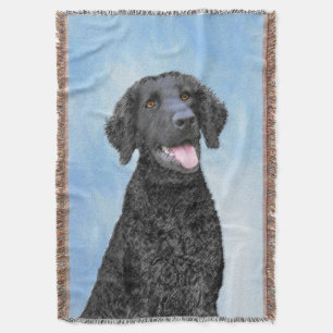 Curly-Coated Retriever Painting - Original Dog Art Throw Blanket
