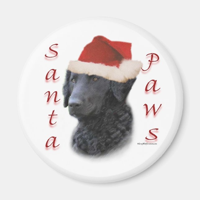 Curly-Coated Retriever Santa Paws Magnet (Front)