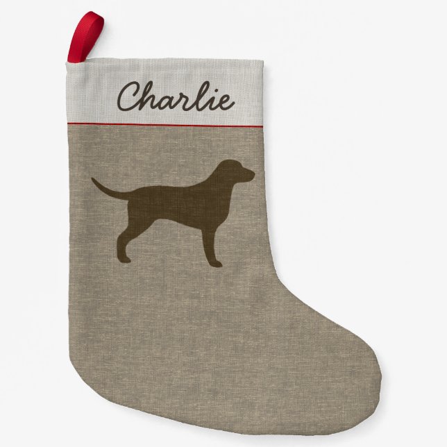 Curly Coated Retriever Silhouette Dog Breed Custom Small Christmas Stocking (Front)