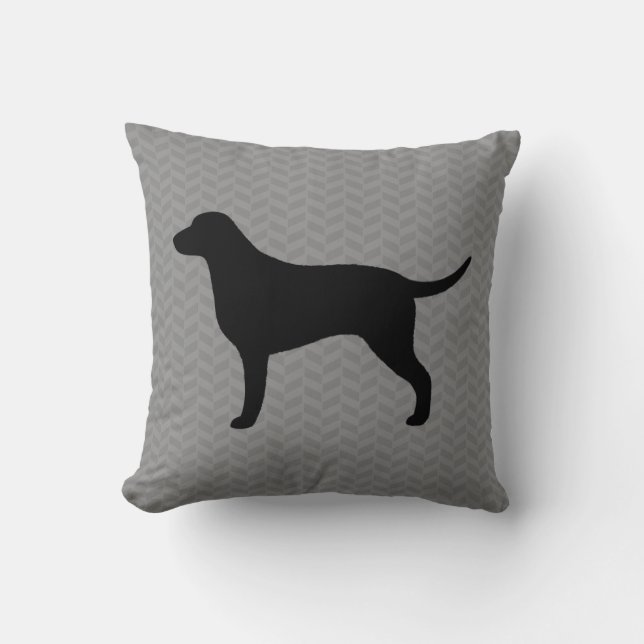 Curly Coated Retriever Silhouette Throw Pillow (Front)