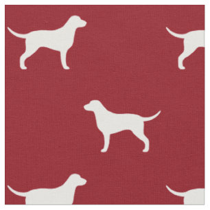 Curly Coated Retriever Silhouettes Pattern Red Fabric