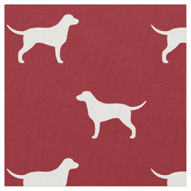 Curly Coated Retriever Silhouettes Red and White Fabric (Close Up)
