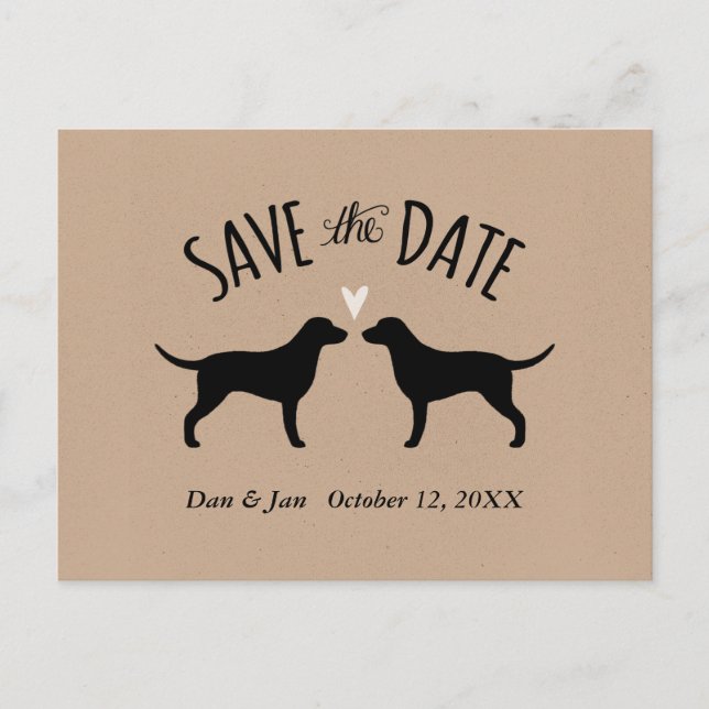Curly Coated Retrievers Wedding Save the Date Announcement Postcard (Front)