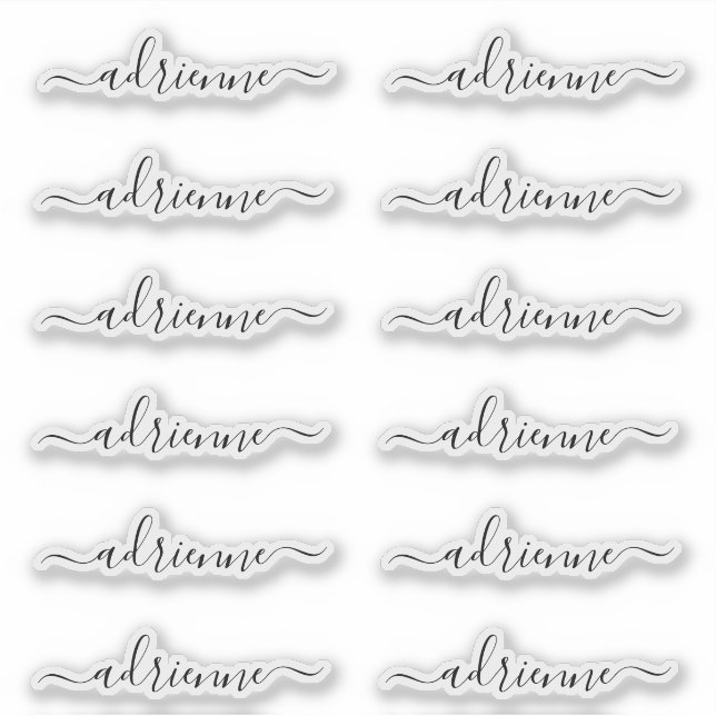 Curly Cursive Script Personalized Name Labels (Front)