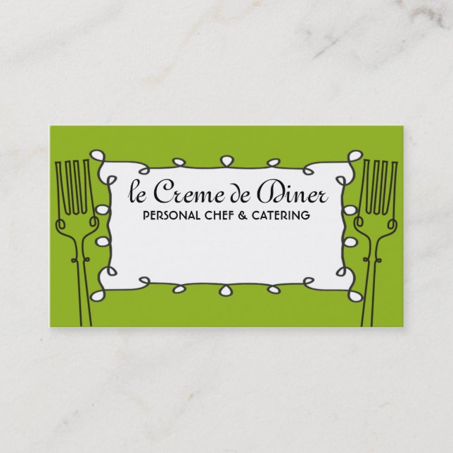 curly forks decorative chef catering business c... business card (Front)