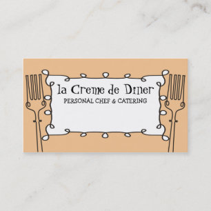 curly forks decorative chef catering business c... card