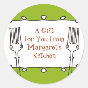 Curly forks retro decorative food gift tag sticker