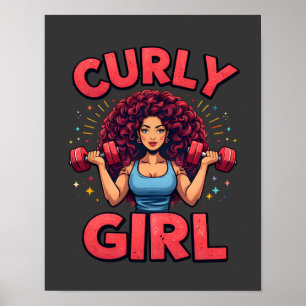 Curly Girl Hair Goals -Pink Gym Fitness Motivation Poster