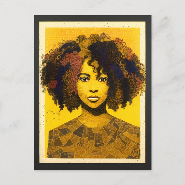 Curly Hair African American Woman Collage Postcard (Front)