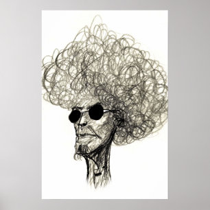 Curly Hair Man with Black Sunglasses Poster