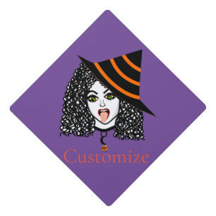 Curly-haired Witch Thunder_Cove Graduation Cap Topper