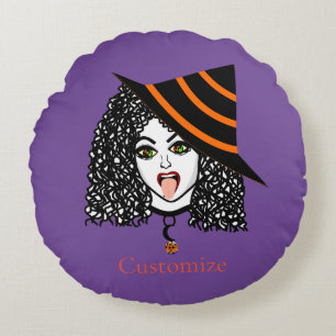 Curly-haired Witch Thunder_Cove Round Pillow