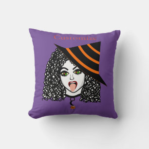 Curly-haired Witch Thunder_Cove Throw Pillow