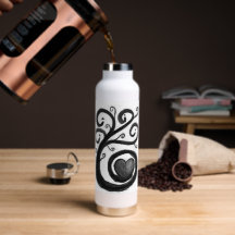 Curly Heart Ink Water Bottle