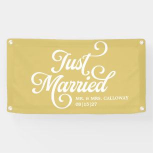 Curly Just Married Car Banner