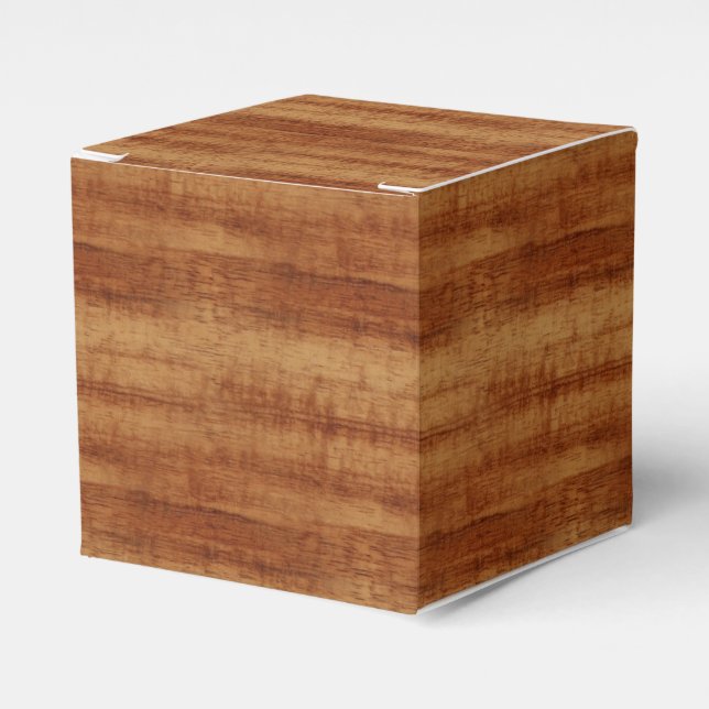 Curly Koa Acacia Wood Grain Look Favor Box (Front Side)
