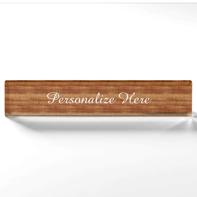 Curly Koa Acacia Wood Grain Look Nameplate (Front)