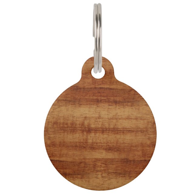 Curly Koa Acacia Wood Grain Look Pet Tag (Front)
