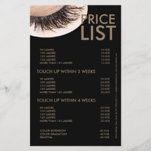 Curly Lashes Eyelash Extensions Black Price List Flyer