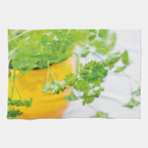 Curly Parsley Kitchen Herb Garden Photo Art Towel