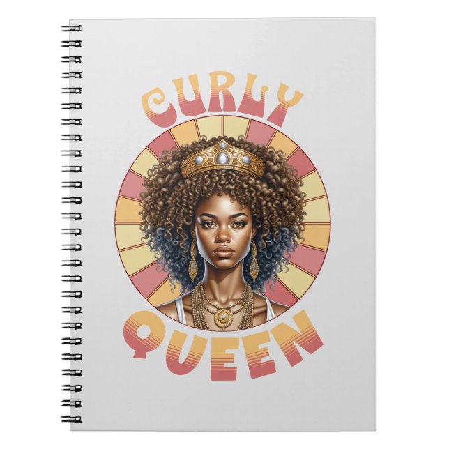 Curly Queen African American woman retro wavy Notebook (Front)
