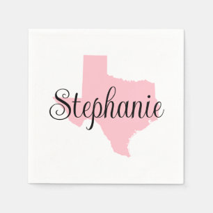 Curly Script Name Pink Texas Napkin