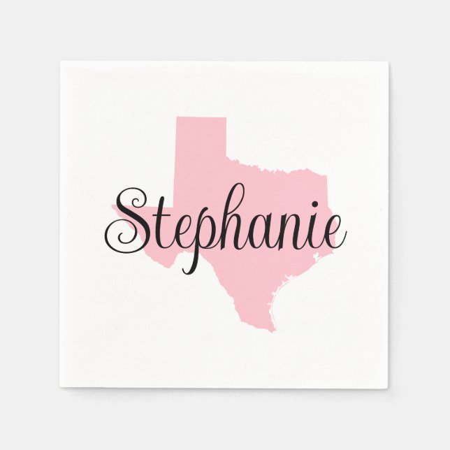 Curly Script Name Pink Texas Napkin (Front)