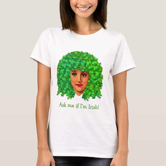 Curly Shamrock Girl T-Shirt (Front)