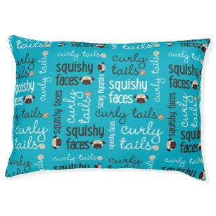 Curly Tails, Squishy Faces Blue Dog Bed