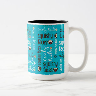 Curly Tails Squishy Faces Pug Two Tone Mug