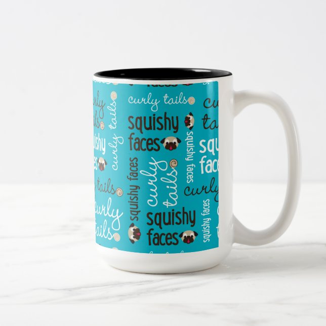 Curly Tails Squishy Faces Pug Two Tone Mug (Right)