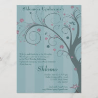 Curly Tree - blue invitation