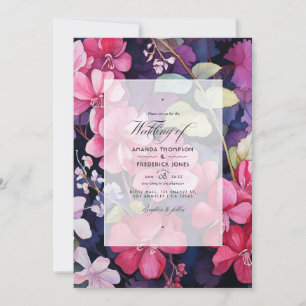 Currant and Rose Floral Spring Wedding Invitation