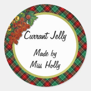 Currants Green Red Holiday Plaid Custom Recipe Tag