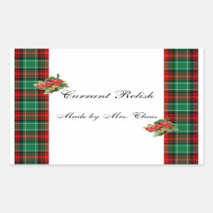Currants Green Red Plaid Custom Holiday Recipe Sticker