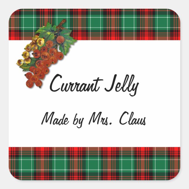 Currants Green Red Plaid Custom Holiday Recipe Tag (Front)