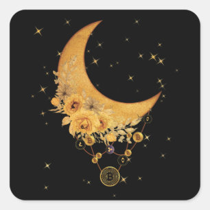 Currency Virtual On The Moon Spiritual Graphic Square Sticker