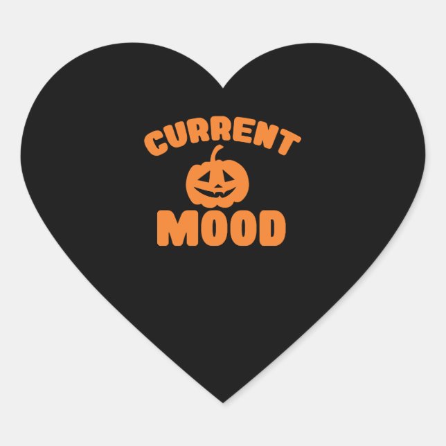 Current mood funny pumpkin halloween heart sticker (Front)