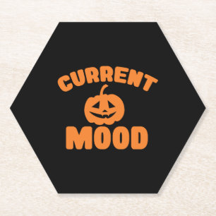 Current mood funny pumpkin halloween paper coaster