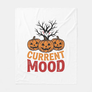Current Mood Halloween Pumpkin Vintage Shirt Desig Fleece Blanket