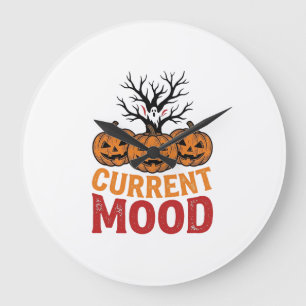 Current Mood Halloween Pumpkin Vintage Shirt Desig Large Clock